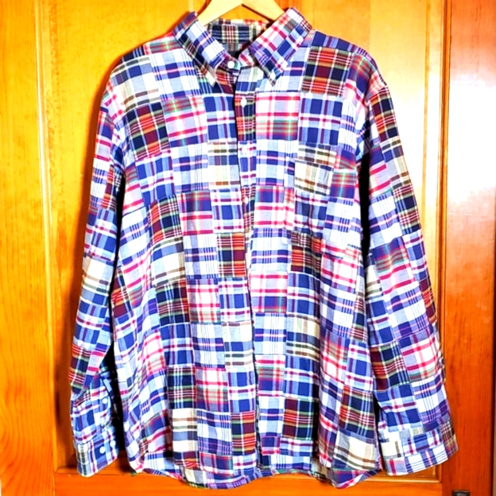 SCANDIA WOODS XLG RED & BLUE PLAID LONGSLEVE BUTTON DOWN